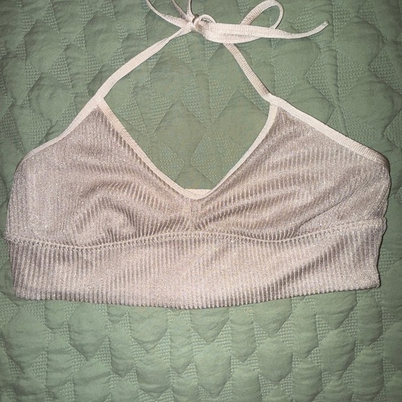 Aerie Cream Ribbed Bandeau with Stretchy Comfort - Picture 4 of 8